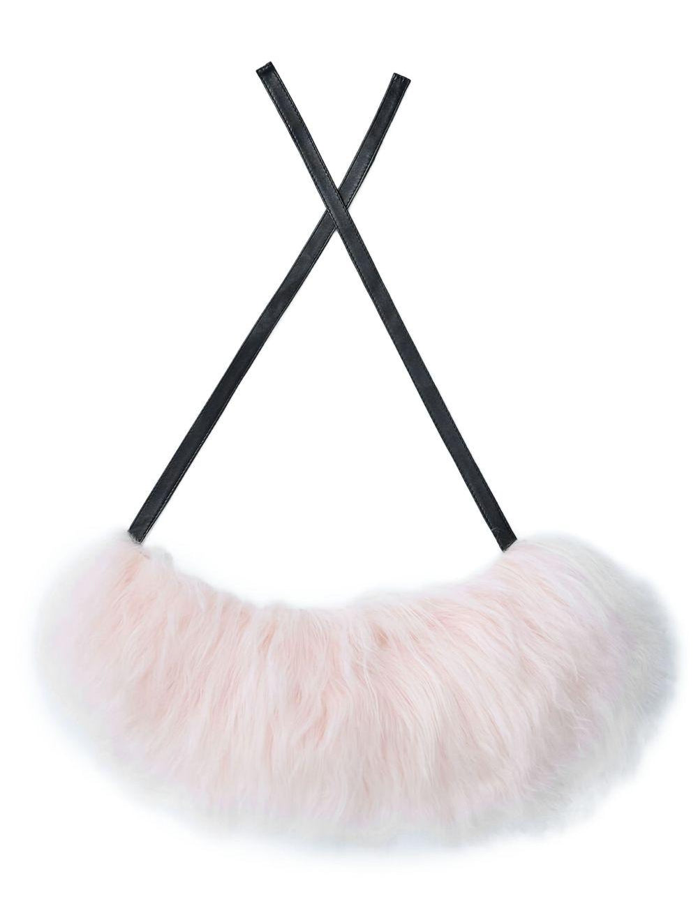 Collare in shearling con laccetti  in rosa Marni - donna<BR/> 