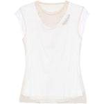 T-shirt a strati in pizzo in bianco e beige Simone rocha - donna 