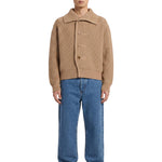 Cardigan in lana con bottoni camel 