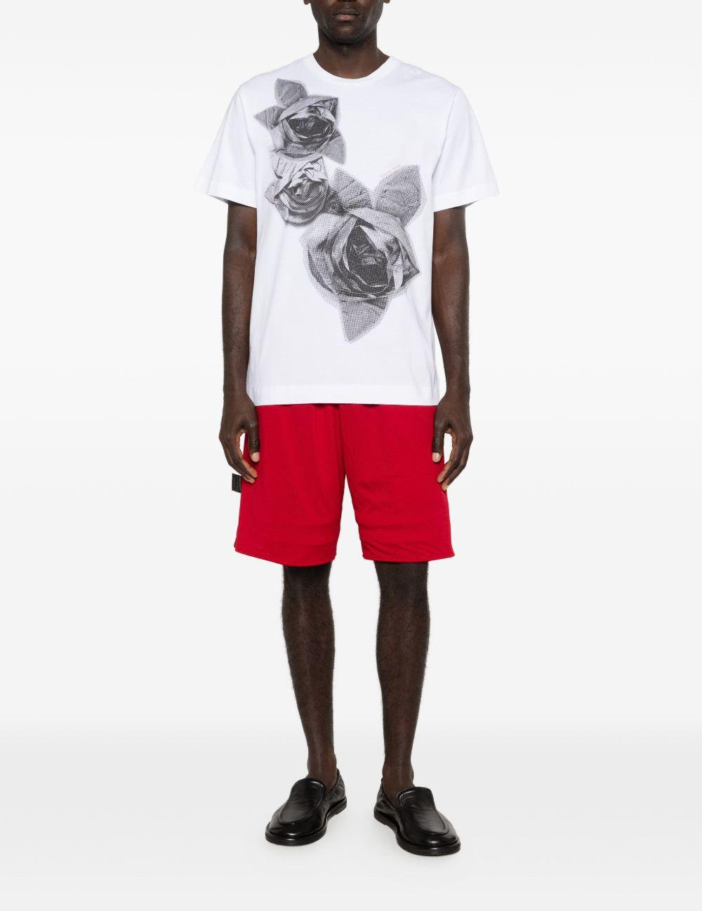 T-shirt con stampa floreale in bianco Simone rocha - uomo 