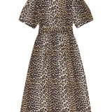 Abito midi con stampa leopardata in marrone Ganni - donna 