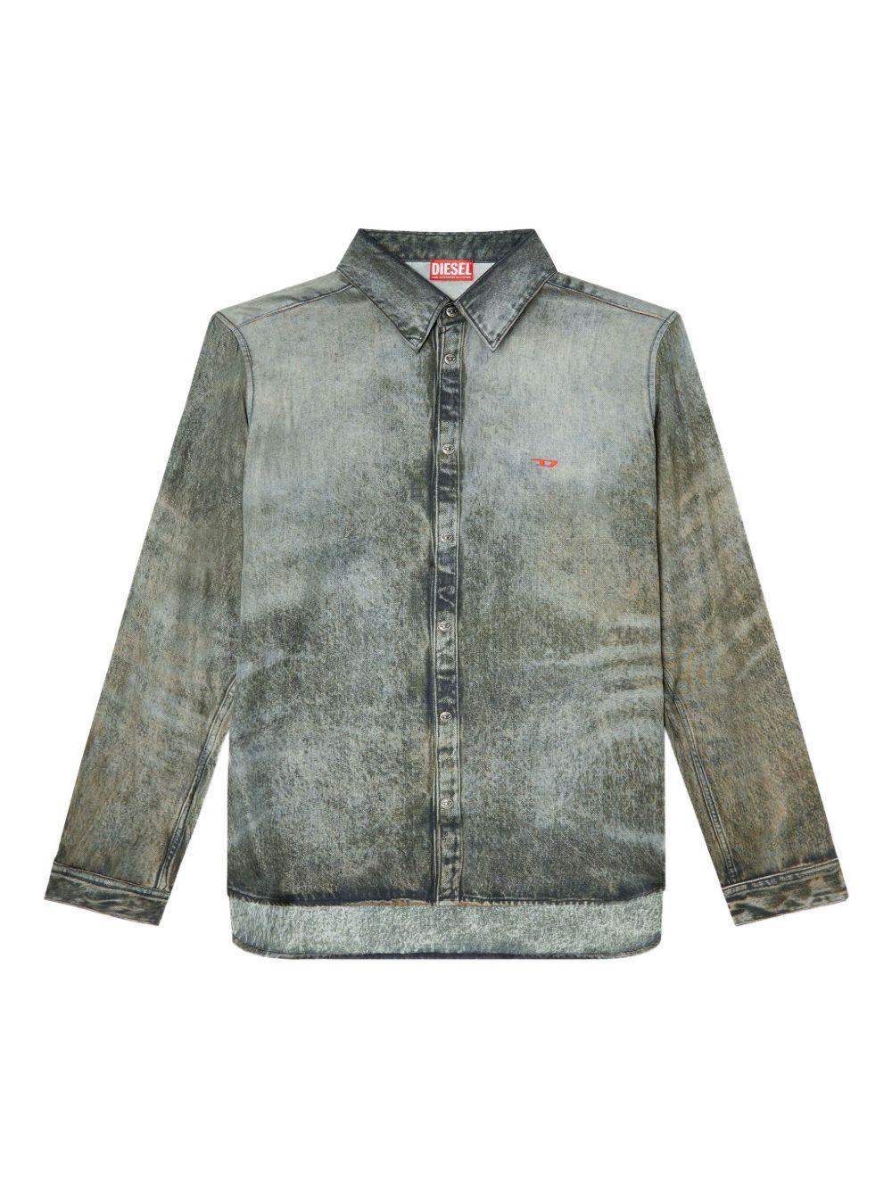 Camicia con lavaggio acido in nero Diesel - uomo 