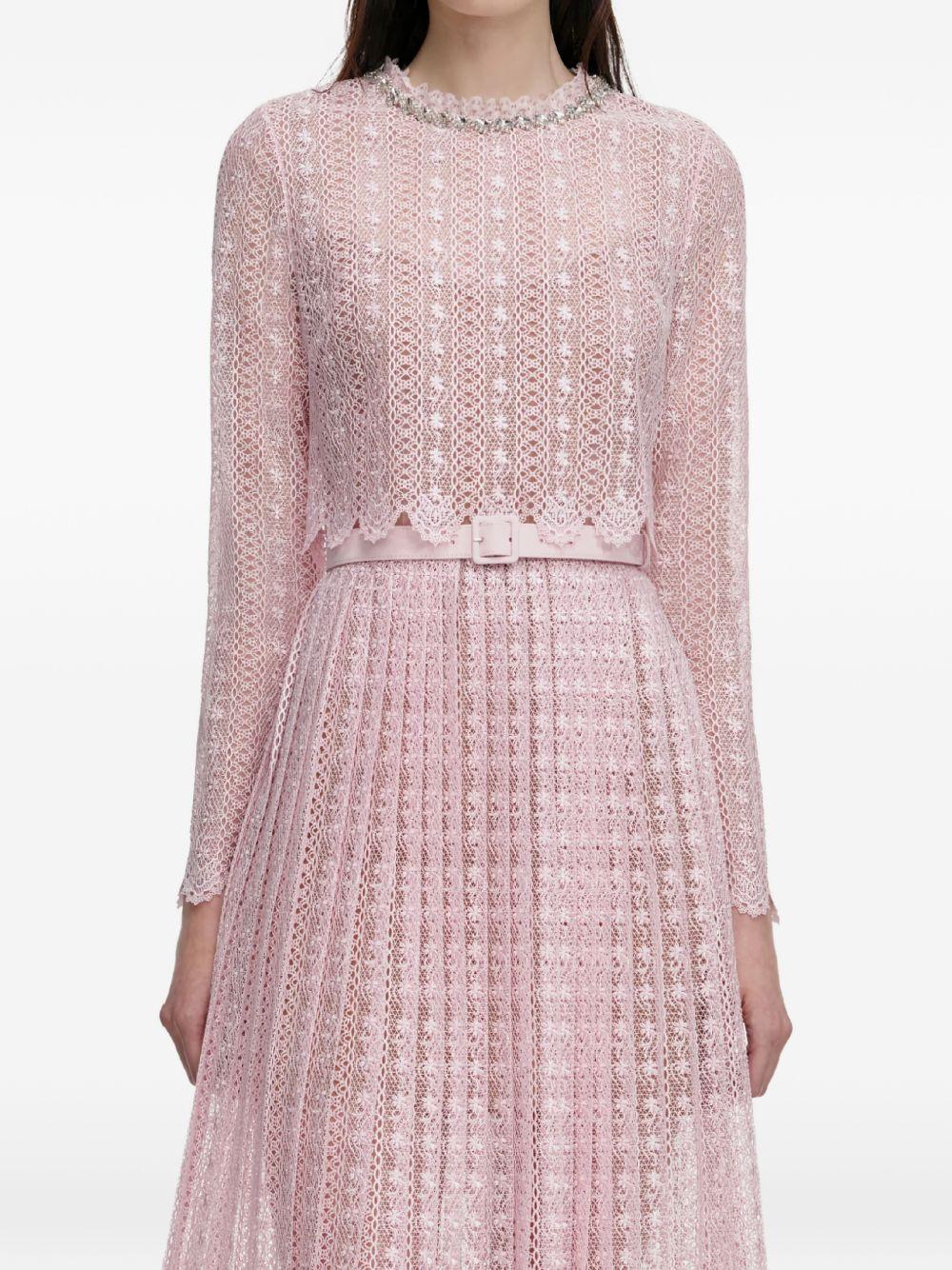 Abito midi plissettato in rosa Self-Portrait - donna 