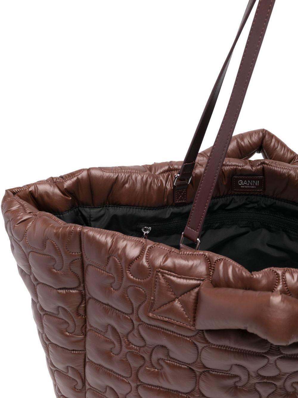 Borsa tote xxl trapuntata in marrone Ganni - donna 