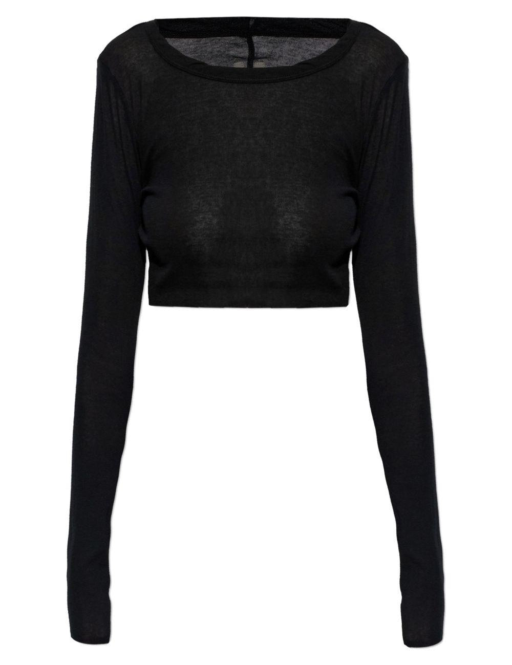 Top crop a maniche lunghe in nero Rick owens - donna 