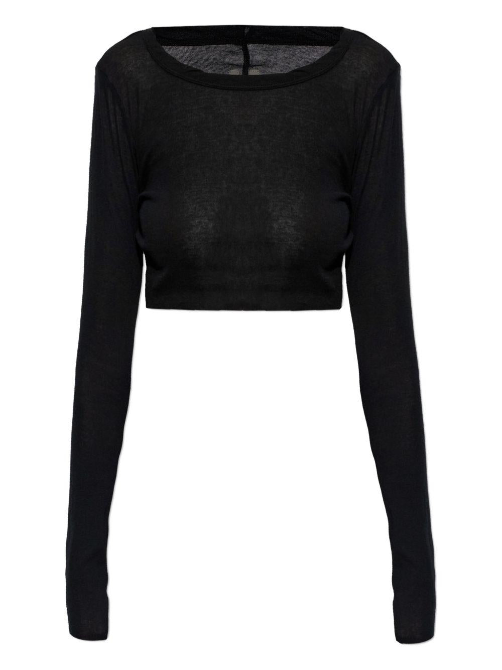 Top crop a maniche lunghe in nero Rick owens - donna 