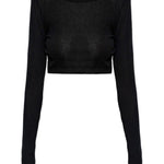 Top crop a maniche lunghe in nero Rick owens - donna 