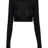 Top crop a maniche lunghe in nero Rick owens - donna 