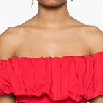 Abito midi con scollo a barca in rosso Rowen Rose - donna 