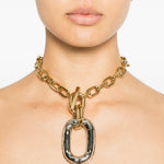 Collana a catena chunky in oro Rabanne - donna 