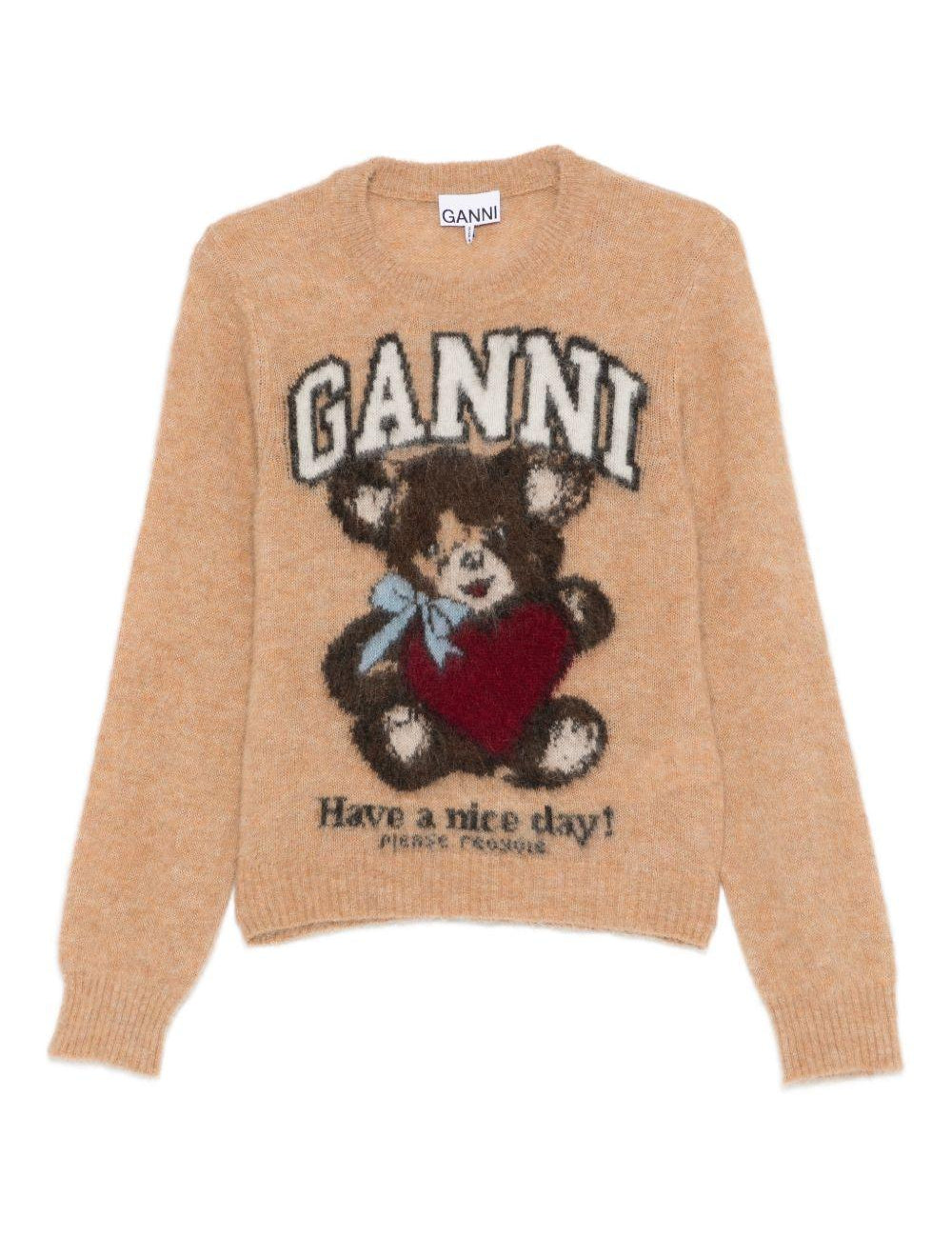 Maglione con motivo jacquard in marrone Ganni - donna 