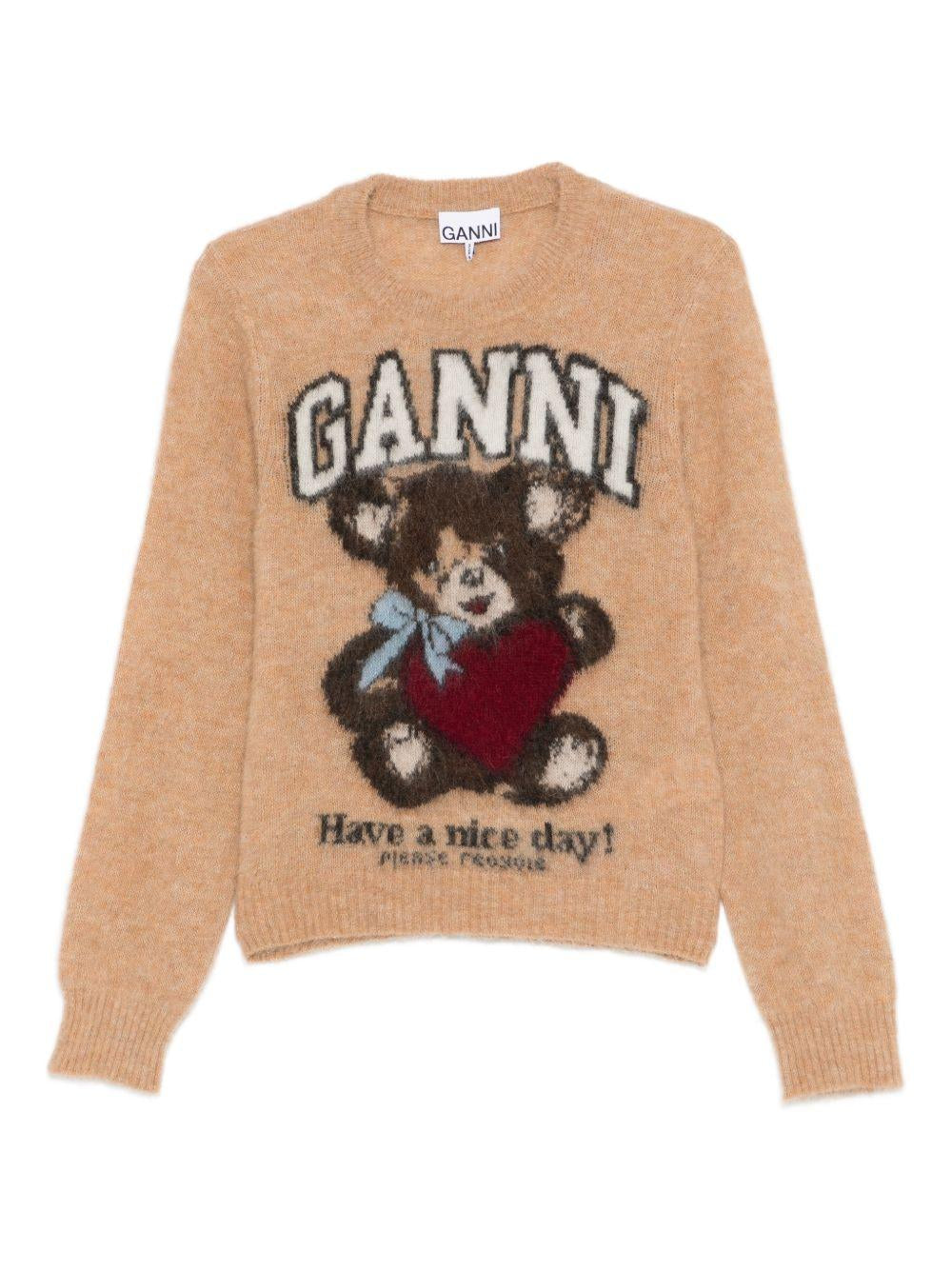 Maglione con motivo jacquard in marrone Ganni - donna 