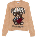 Maglione con motivo jacquard in marrone Ganni - donna 