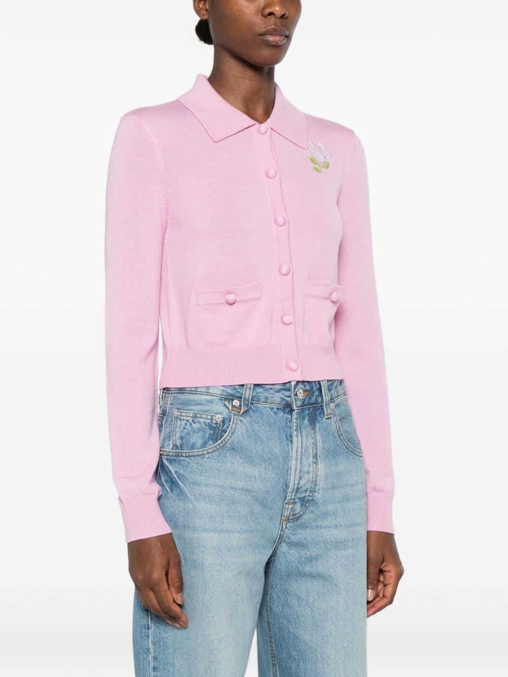 Cardigan con ricami floreali 