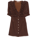 Abito corto con pois in marrone Alessandra Rich - donna 