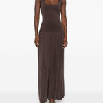 Abito lungo con scollo halter in marrone Aya Muse - donna 