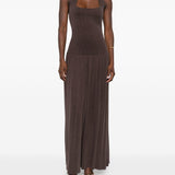 Abito lungo con scollo halter in marrone Aya Muse - donna 