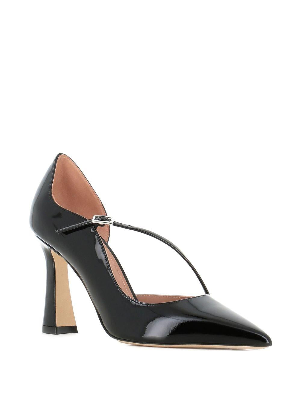Decollete in pelle verniciata con cinturini incrociati in nero Malone souliers - donna 