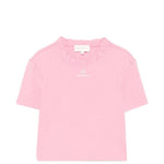 T-shirt con bordi arricciati e logo ricamato in rosa Shushu/tong - donna 