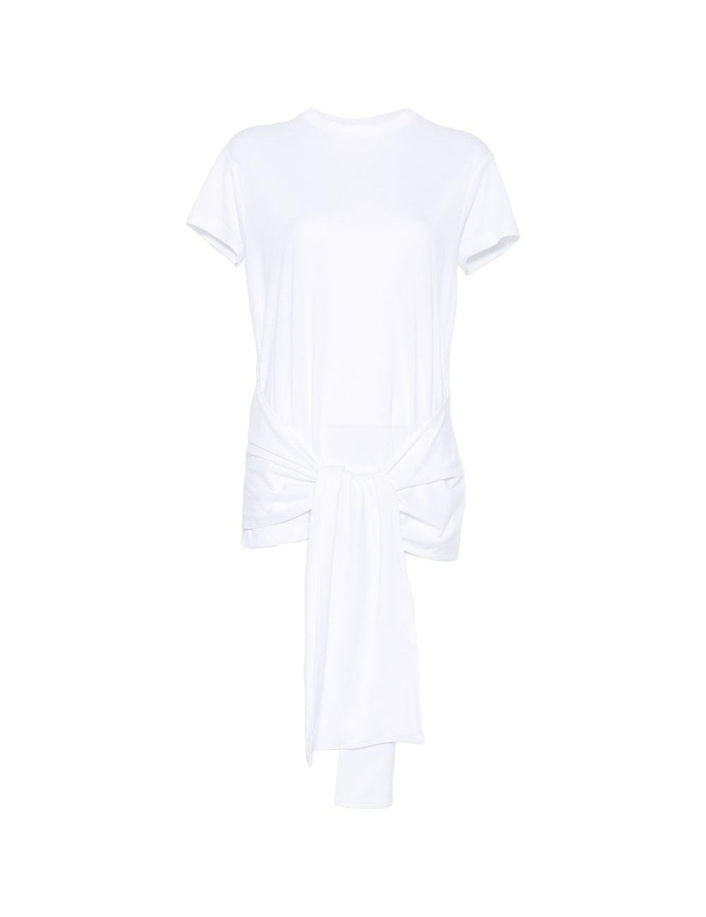 Top con nodo in vita in bianco 