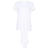 Top con nodo in vita in bianco 
