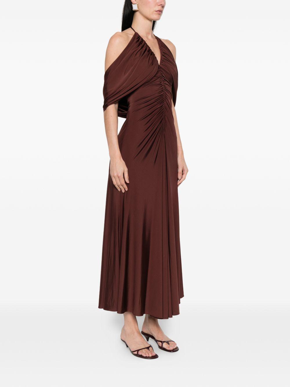 Abito midi con scollo a V in borgogna Self-Portrait - donna 