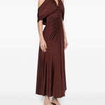 Abito midi con scollo a V in borgogna Self-Portrait - donna 