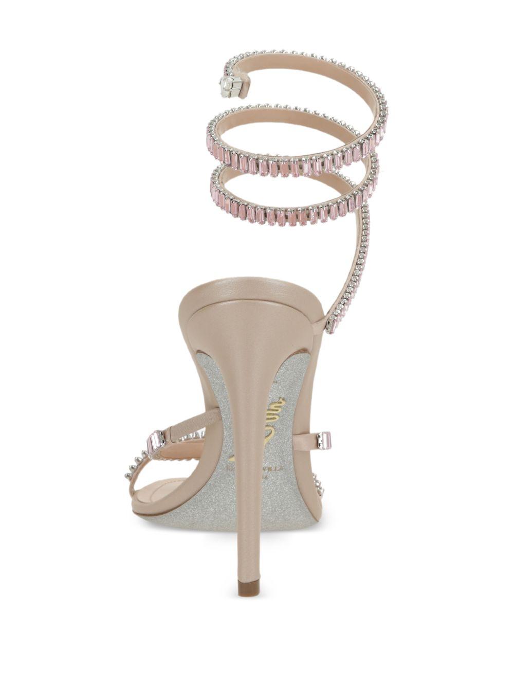 Sandali in pelle con strass in lilla Rene caovilla - donna 