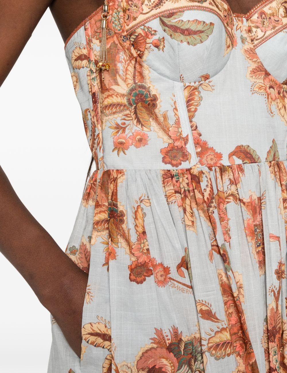 Abito midi a corsetto con stampa floreale Aster multicolore 