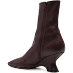 Stivaletti con tacco in pelle in bordeaux 