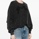 Felpa crop con ricamo in nero R13 - donna 