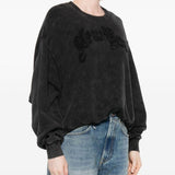 Felpa crop con ricamo in nero R13 - donna 