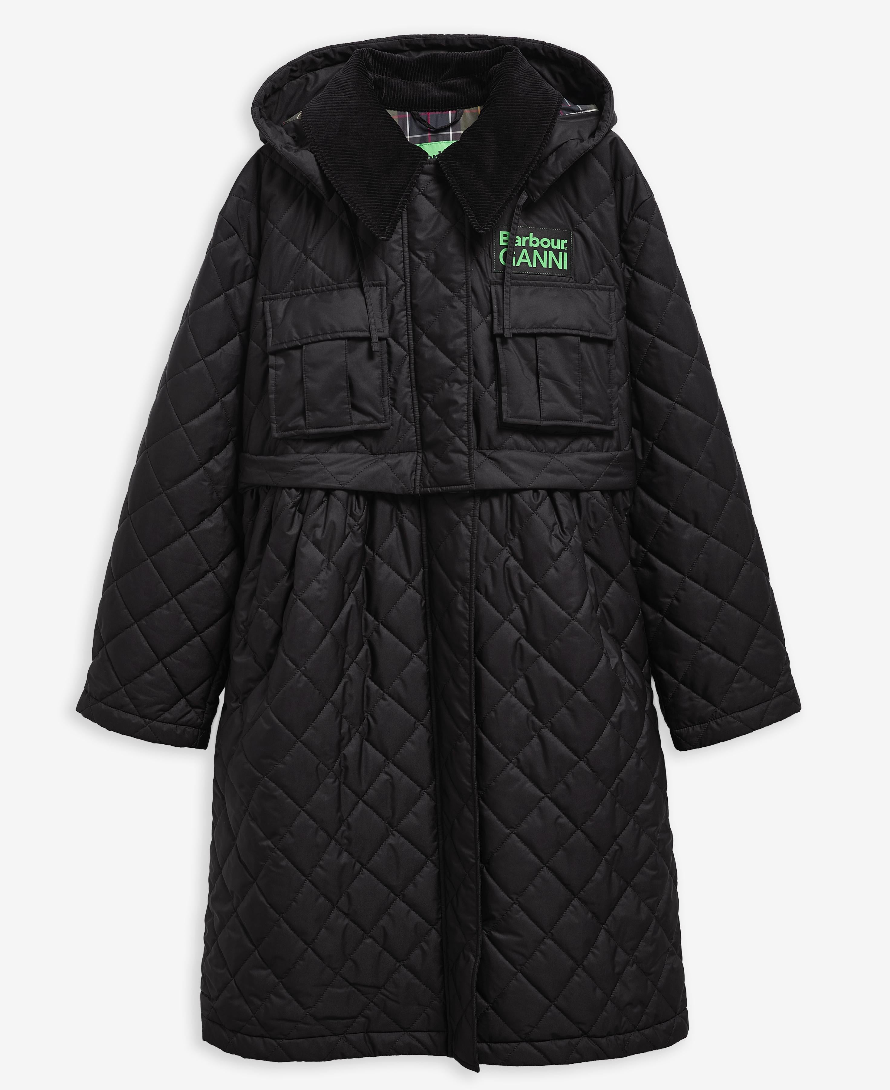 Giacca trapuntata lunga con peplo Barbour x Ganni - donna 