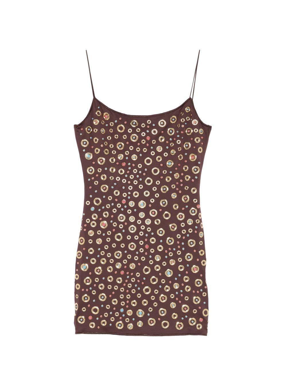 Mini abito con borchie in marrone Oséree - donna 