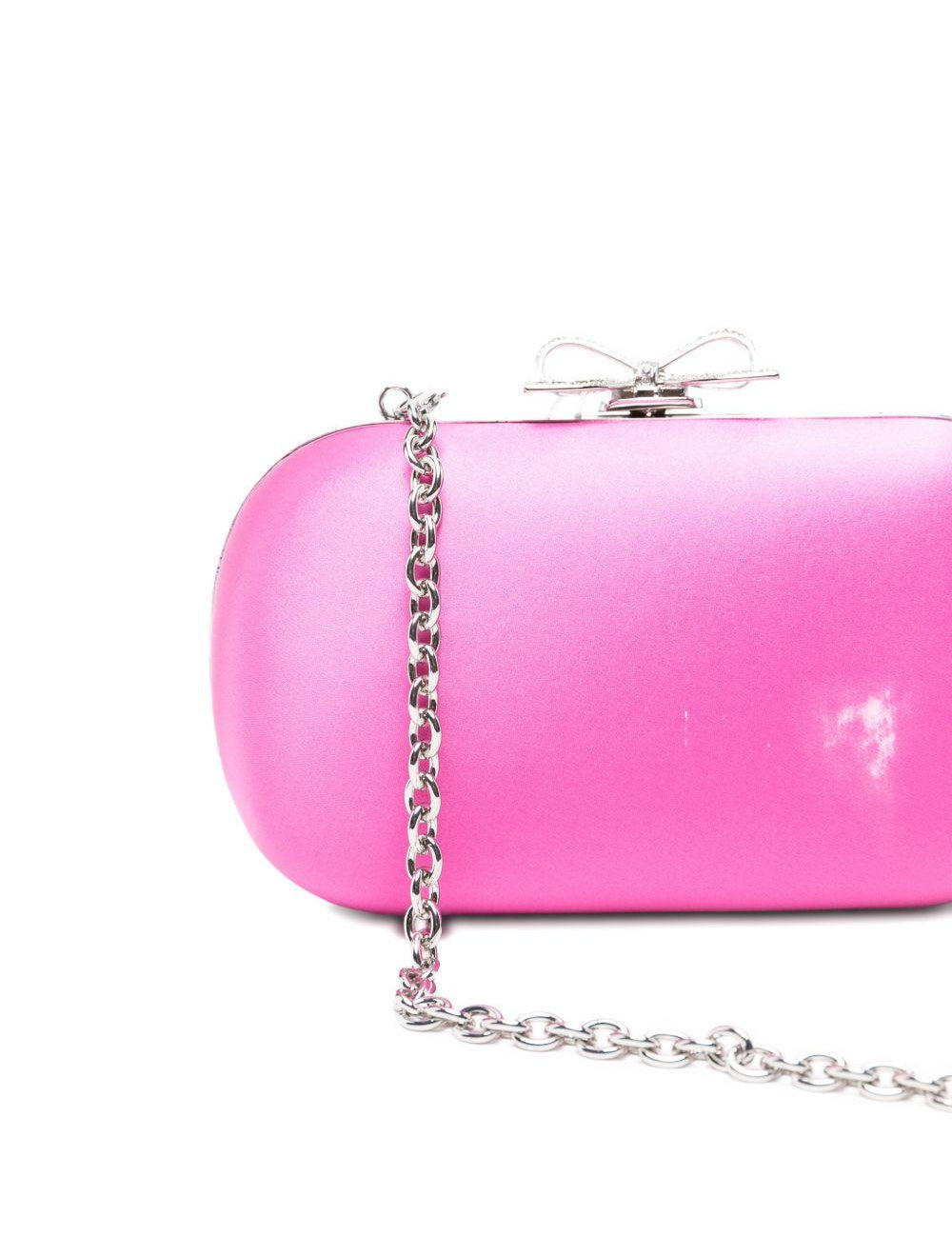 Clutch in raso con fiocco in rosa 