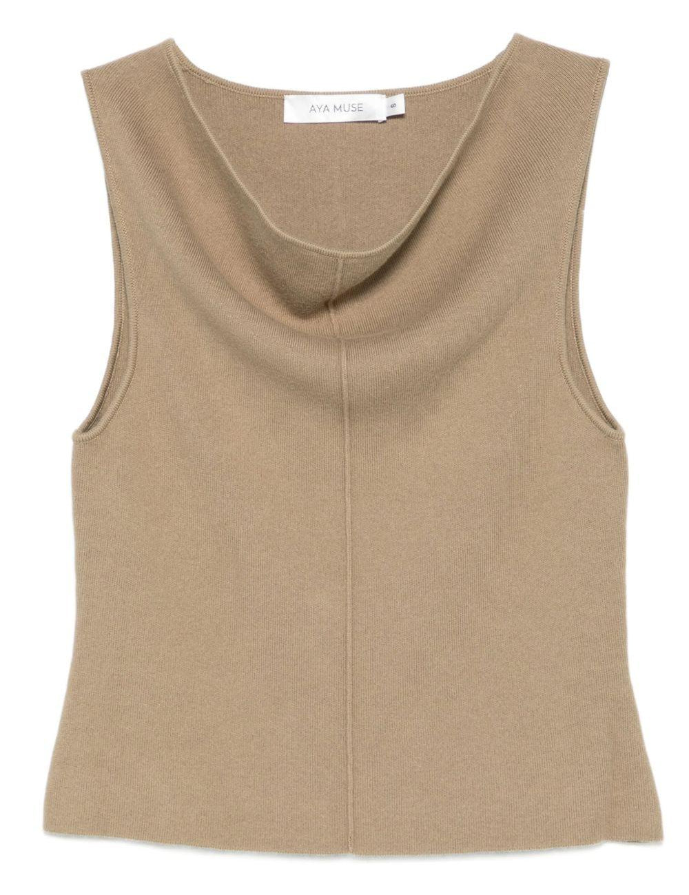 Top con scollo drappeggiato in beige Aya muse - donna 
