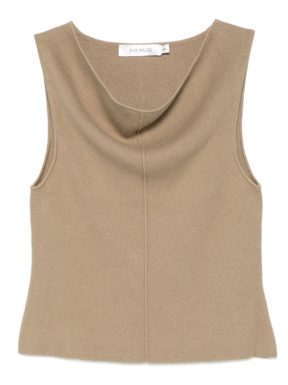 Top con scollo drappeggiato in beige Aya muse - donna 