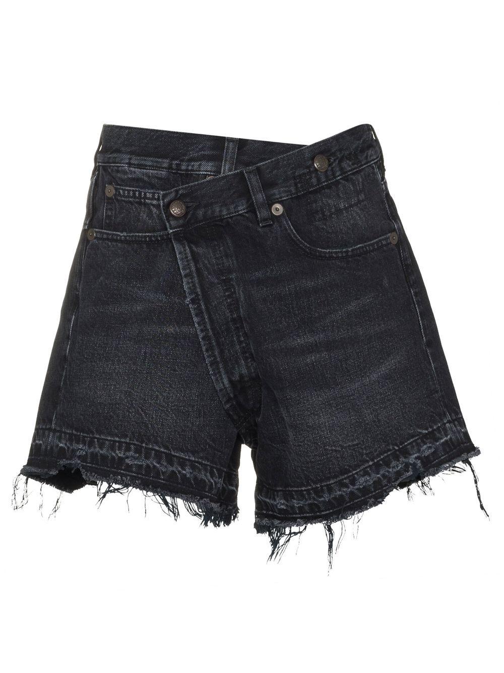 Shorts con orlo sfilacciato in nero R13 - donna 