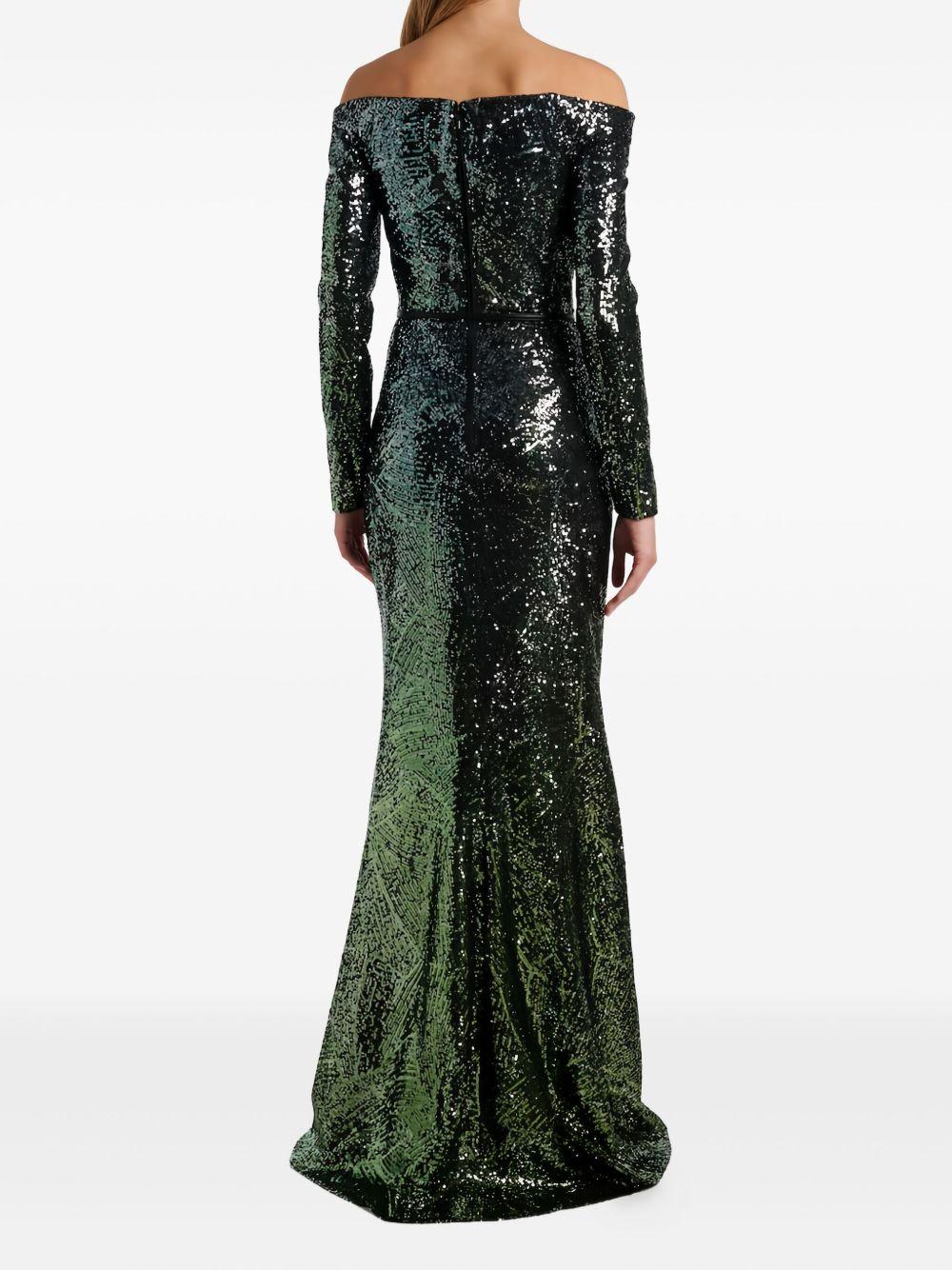Abito lungo in misto seta con paillettes in verde Elie Saab - donna 