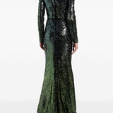 Abito lungo in misto seta con paillettes in verde Elie Saab - donna 