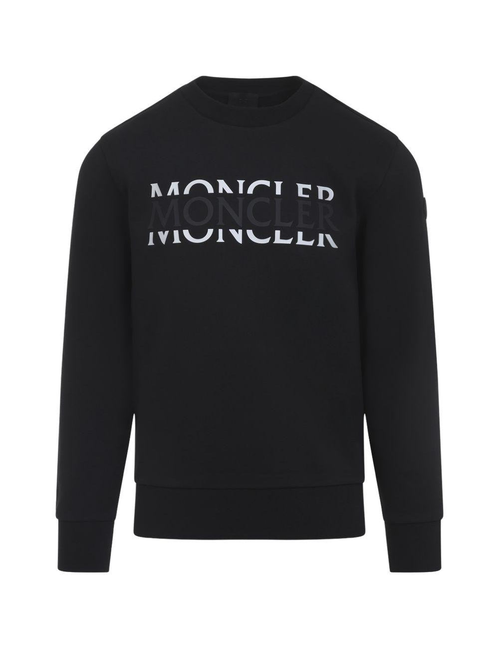 Felpa con logo in cotone in nero Moncler - uomo 