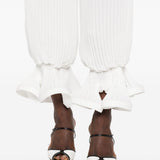 Pantaloni plissé con volant in bainco Rowen rose - donna 