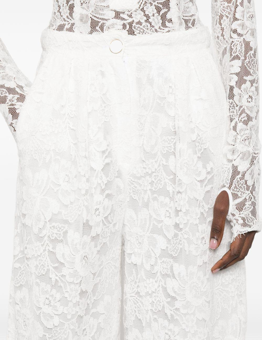 Pantaloni affusolati in pizzo in bianco Rowen rose - donna 