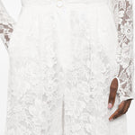 Pantaloni affusolati in pizzo in bianco Rowen rose - donna 