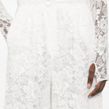 Pantaloni affusolati in pizzo in bianco Rowen rose - donna 
