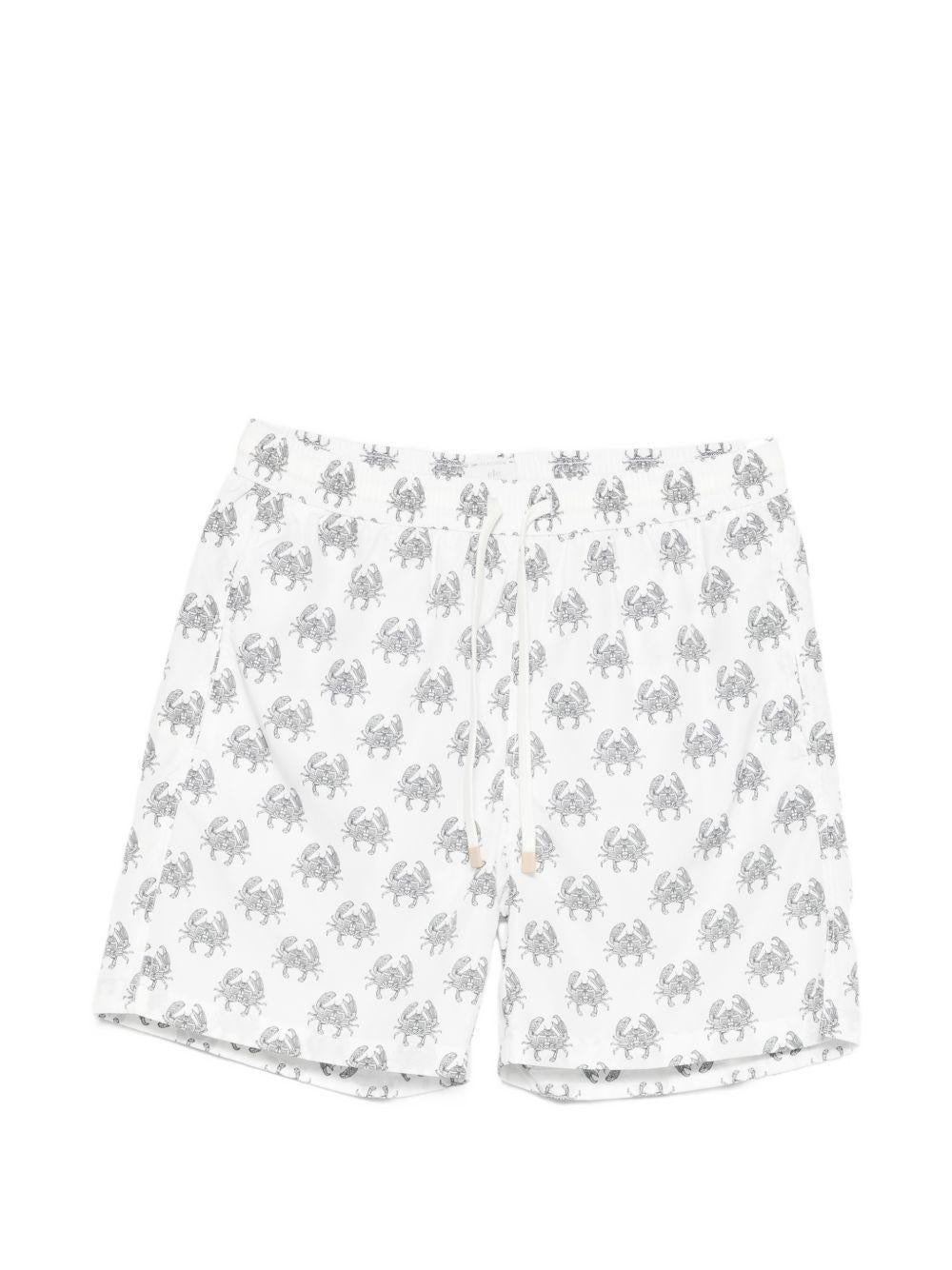 Pantaloncini da bagno con stampa granchio in bianco e nero Eleventy - uomo 