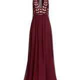 Abito maxi con perline in bordeaux Elie saab - donna 