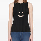 Canotta a coste con motivo smiley in nero Melitta Baumeister - donna 