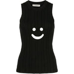 Canotta a coste con motivo smiley in nero Melitta Baumeister - donna 