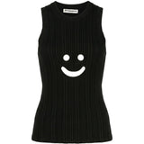Canotta a coste con motivo smiley in nero Melitta Baumeister - donna 